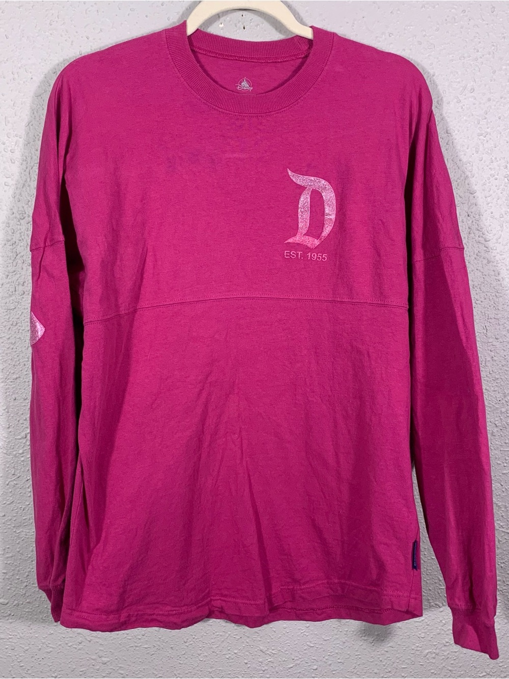 Disneyland Resort Spirit Jersey Magenta Pink w/Sparkly Ombré Puffy Letters sz S